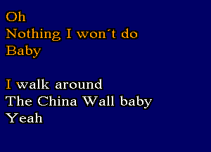 Oh
Nothing I won't do
Baby

I walk around

The China Wall baby
Yeah