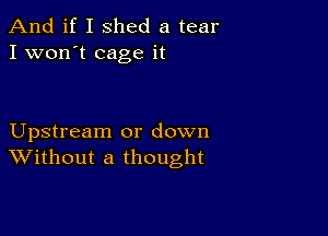 And if I shed a tear
I won't cage it

Upstream or down
Without a thought