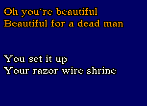 Oh you're beautiful
Beautiful for a dead man

You set it up
Your razor wire shrine