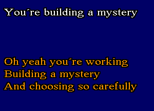 You're building a mystery

Oh yeah you're working
Building a mystery
And choosing so carefully