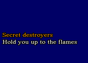 Secret destroyers
Hold you up to the flames