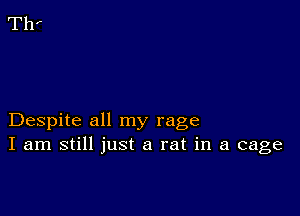 Despite all my rage
I am still just a rat in a cage