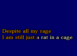 Despite all my rage
I am still just a rat in a cage