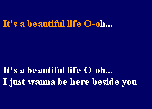 It's a beautiful life O-oh...

It's a beautiful life 0-011...
I just wanna be here beside you