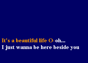 It's a beautiful life 0-011...
I just wanna be here beside you