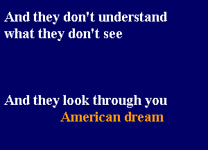 And they don't understand
what they don't see

And they look through you
American dream