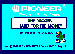 SHEWORKS
HARDFORIHEMONEY

to. Summer - m. Orrmmn) g

1988 PIONEER ENTERTAINMENT (USA) LP.