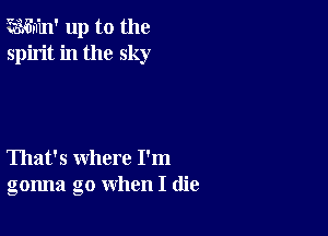 mm up to the
spirit in the sky

That's where I'm
gonna go when I (lie