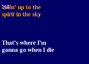 mm up to the
spirit in the sky

That's where I'm
gonna go when I (lie