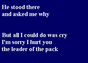 He stood there
and asked me why

But all I could do was cry
I'm sorry I hm't you
the leader of the pack