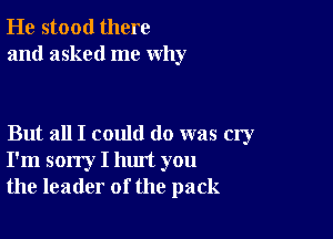 He stood there
and asked me why

But all I could do was cry
I'm sorry I hm't you
the leader of the pack