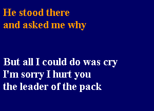 He stood there
and asked me why

But all I could do was cry
I'm sorry I hm't you
the leader of the pack