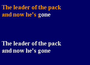 The leader of the pack
and now he's gone

The leader of the pack
and now he's gone