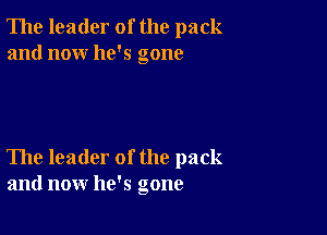 The leader of the pack
and now he's gone

The leader of the pack
and now he's gone