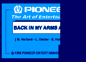 BACK IN MY ARMS -

(a Holland -L Dual - E. Ho

Q1838 PIONE ER EH YERTAJNNE