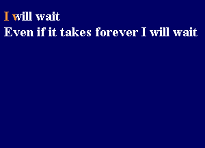 I will wait
Even if it takes forever I will wait