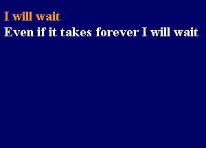 I will wait
Even if it takes forever I will wait