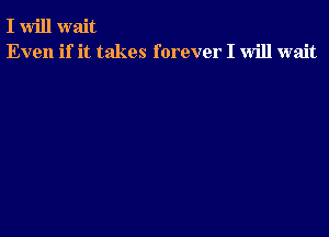 I will wait
Even if it takes forever I will wait