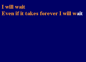 I will wait
Even if it takes forever I will wait