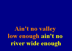 Ain't no valley
low enough ain't no
river wide enough