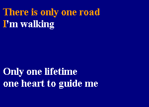 There is only one road
I'm walking

Only one lifetime
one heart to guide me