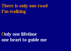 There is only one road
I'm walking

Only one lifetime
one heart to guide me