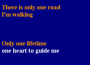 There is only one road
I'm walking

Only one lifetime
one heart to guide me