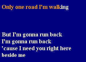 Only one road I'm walking

But I'm gonna run back
I'm gonna mn back

'cause I need you right here
beside me