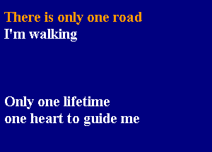 There is only one road
I'm walking

Only one lifetime
one heart to guide me