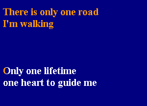 There is only one road
I'm walking

Only one lifetime
one heart to guide me