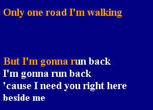 Only one road I'm walking

But I'm gonna run back
I'm gonna mn back

'cause I need you right here
beside me