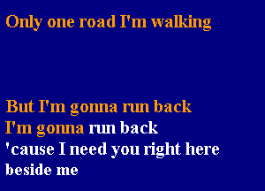 Only one road I'm walking

But I'm gonna run back
I'm gonna mn back

'cause I need you right here
beside me