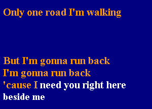 Only one road I'm walking

But I'm gonna run back
I'm gonna mn back

'cause I need you right here
beside me