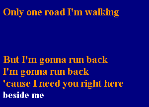 Only one road I'm walking

But I'm gonna run back
I'm gonna mn back

'cause I need you right here
beside me