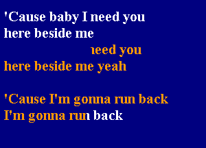 'Cause baby I need you
here beside me

Iced you
here beside me yeah

'Cause I'm gonna run back
I'm gonna nm back