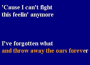 'Cause I can't light
this feelin' anymore

I've forgotten what
and throw away the oars forever