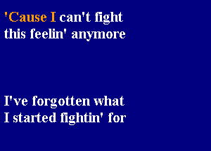 'Cause I can't light
this feelin' anymore

I've forgotten what
I started lightin' for