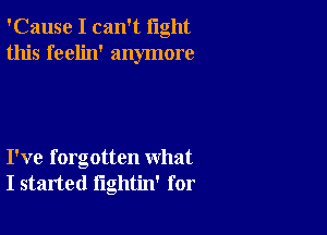 'Cause I can't light
this feelin' anymore

I've forgotten what
I started lightin' for