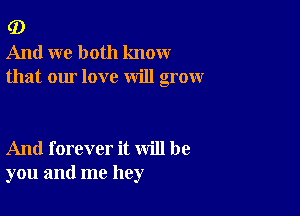 G)
And we both know
that our love will grow

And forever it will be
you and me hey