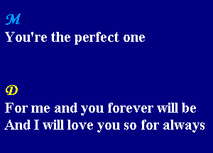 91

You're the perfect one

G)
For me and you forever will be

And I will love you so for always