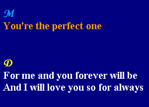 91

You're the perfect one

G)
For me and you forever will be

And I will love you so for always