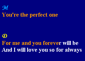 91

You're the perfect one

G)
For me and you forever will be

And I will love you so for always