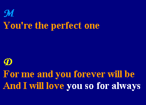 91

You're the perfect one

G)
For me and you forever will be

And I will love you so for always