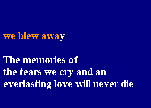 we blew away

The memories of
the tears we cry and an
everlasting love will never die