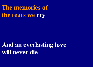 The memories of
the tears we cry

And an everlasting love
will never (lie