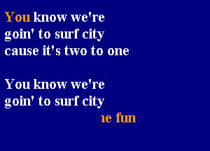 You knour we're
goin' to surf city
cause it's two to one

You know we're
goin' to surf city
1e fun