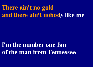 There ain't no gold
and there ain't nobody like me

I'm the number one fan
of the man from Tennessee