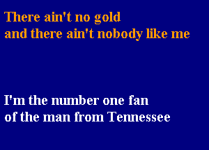 There ain't no gold
and there ain't nobody like me

I'm the number one fan
of the man from Tennessee