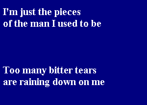 I'm just the pieces
of the man I used to be

Too many bitter tears
are raining down on me