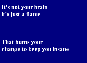 It's not your brain
it's just a flame

That bums your
change to keep you insane